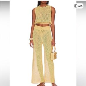 WeWoreWhat Crochet Drawcord Pants and Top– Desert Tan